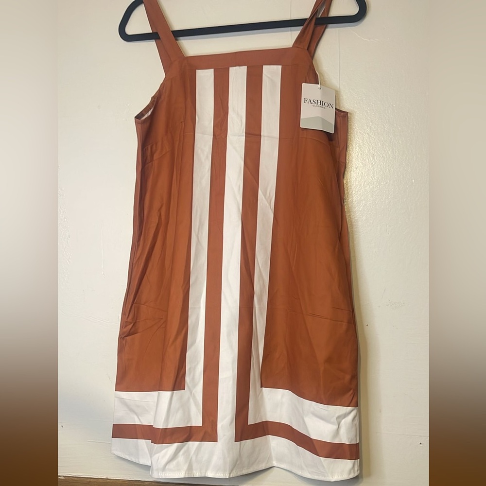 Fashion Bug Brown and White Mini Dress
